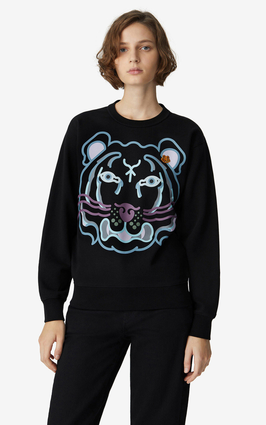 Kenzo K Tiger Sweatshirt Bayan Siyah | 0134-CIENM